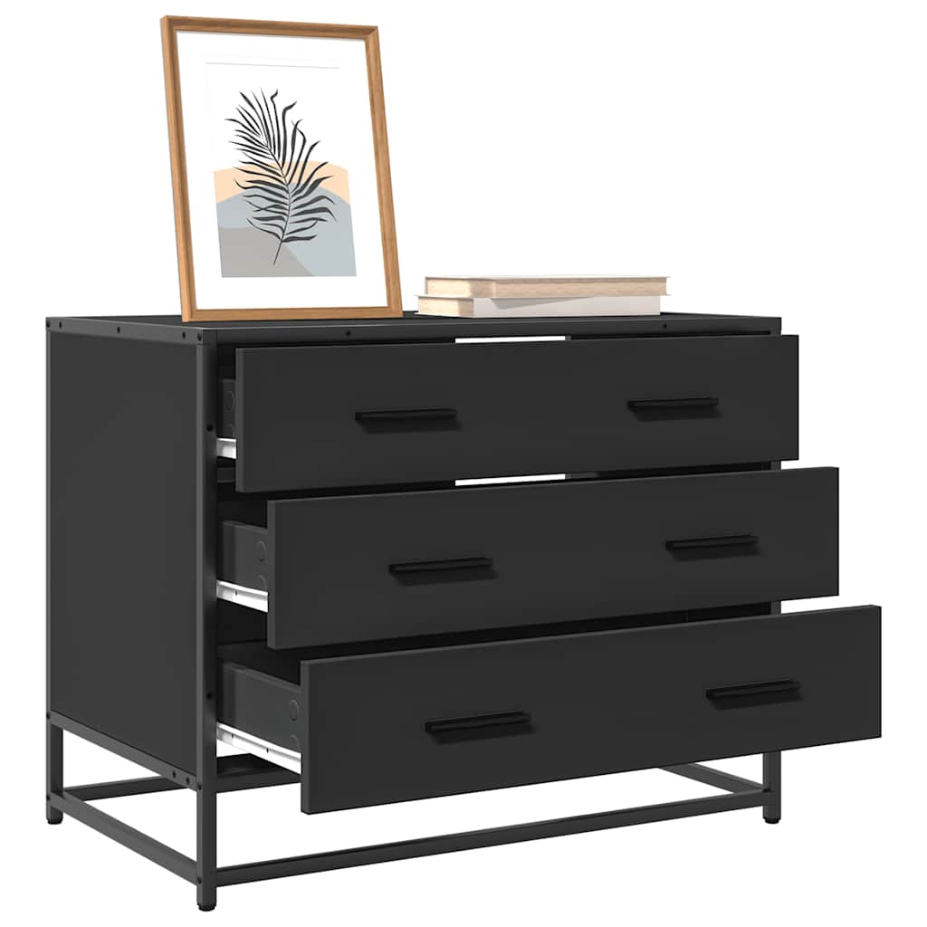 Cassettiera Nera 70x41x56 cm in Legno Multistrato - homemem39