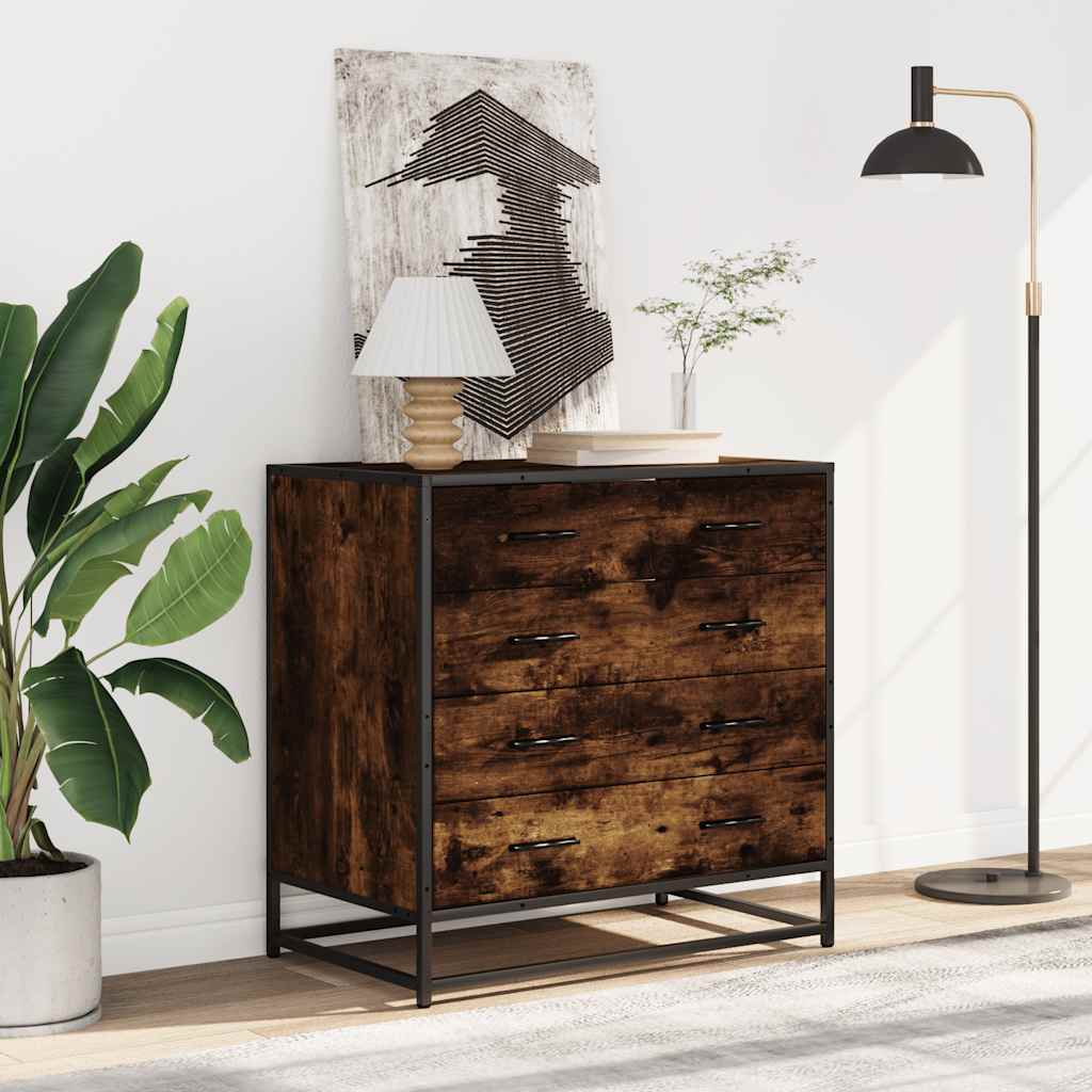 Cassettiera Rovere Fumo 70x41x70 cm in Legno Multistrato - homemem39