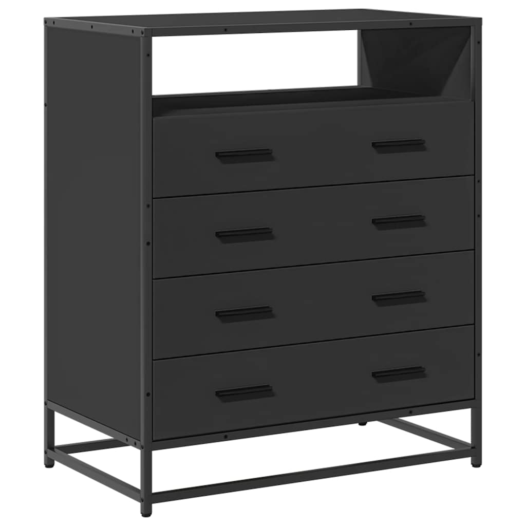 Cassettiera Nera 70x41x83,5 cm in Legno Multistrato - homemem39