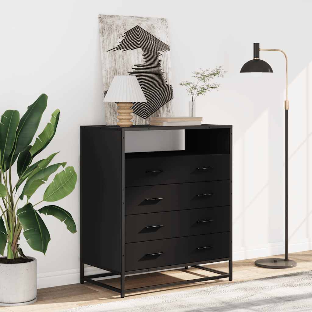 Cassettiera Nera 70x41x83,5 cm in Legno Multistrato - homemem39