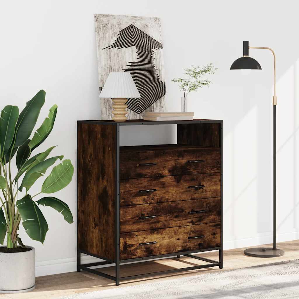 Cassettiera Rovere Fumo 70x41x83,5 cm in Legno Multistrato - homemem39