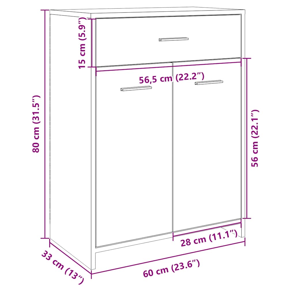 Mobile da Bagno Rovere Sonoma 60x33x80 cm in Legno tecnico | homemem39