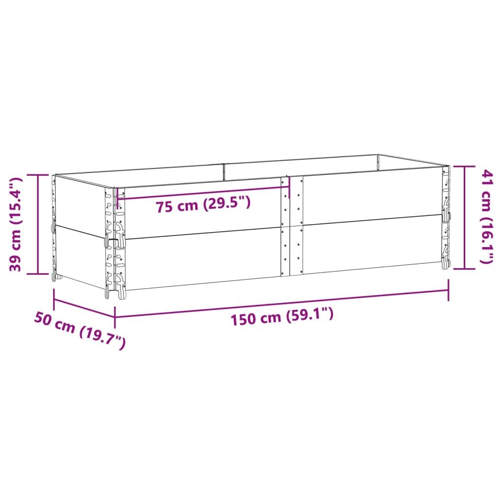 Fioriera da Giardino 150x50 cm in Legno Massello di Pino | homemem39