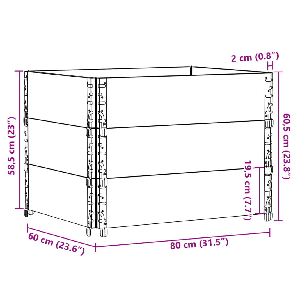 Fioriera da Giardino Grigia 80x60 cm Legno Massello di Pino | homemem39
