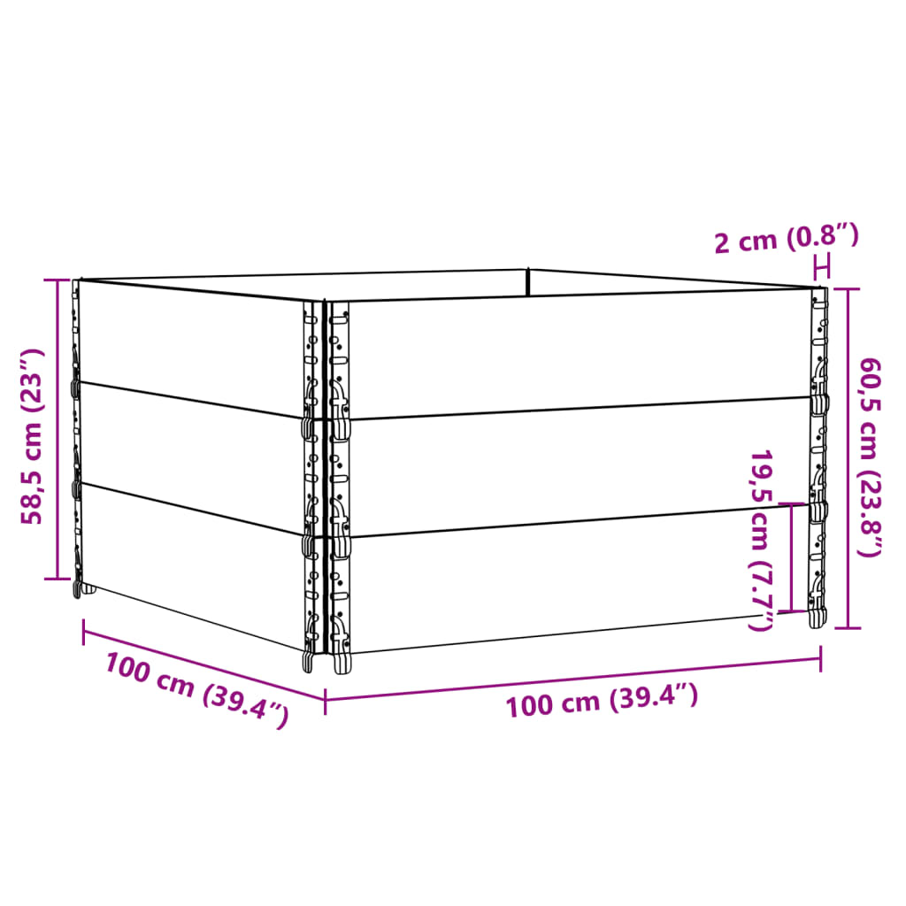 Fioriera da Giardino Grigia 100x100 cm Legno Massello di Pino | homemem39