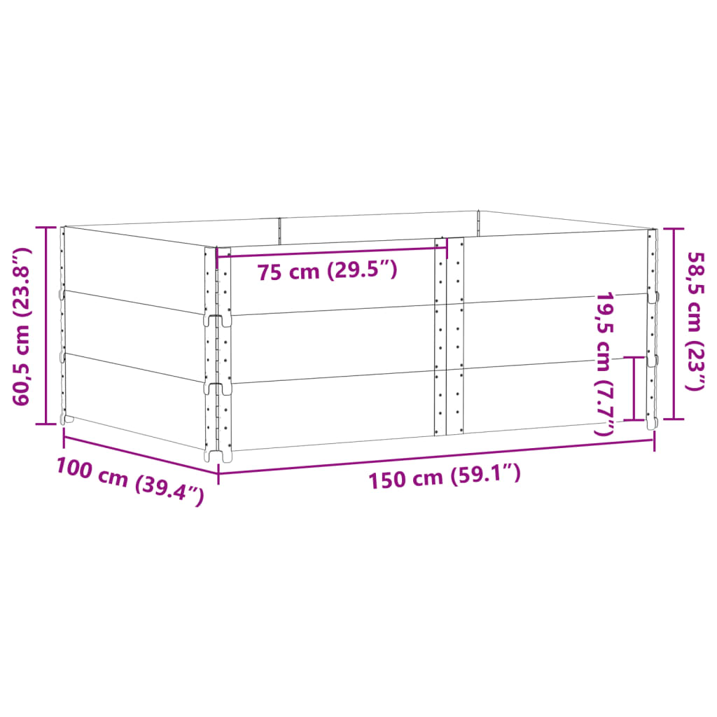 Fioriera da Giardino Grigia 150x100 cm Legno Massello di Pino | homemem39