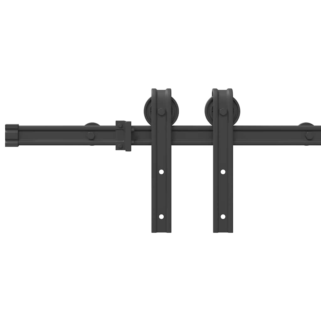 Kit di Binari per Porte Scorrevoli 200 cm Acciaio Nero | homemem39