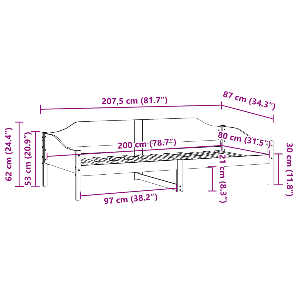Letto senza Materasso Marrone Cera 80x200 cm Legno di Pino | homemem39