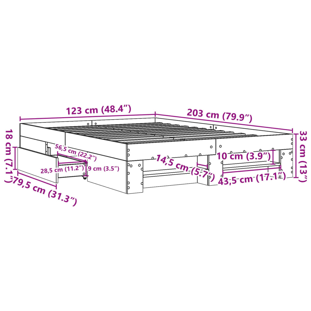 Giroletto Grigio Sonoma 120x200 cm in Legno Multistrato | homemem39