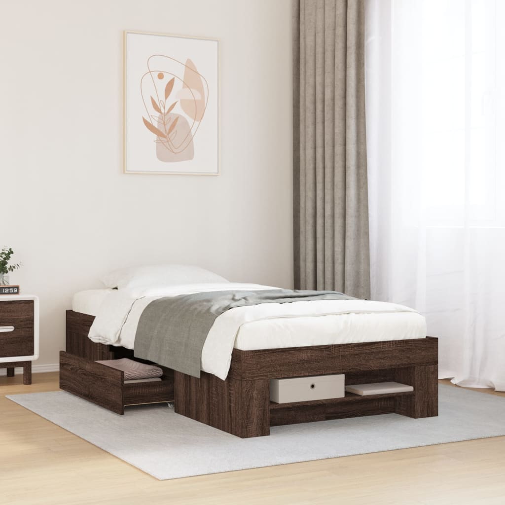 Giroletto senza Materasso Rovere Marrone 90x200cm in Truciolato