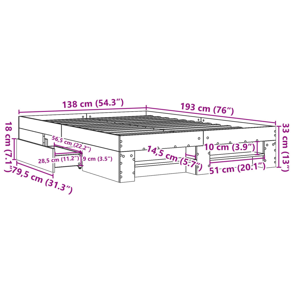 Giroletto Nero 135x190 cm in Legno Multistrato | homemem39