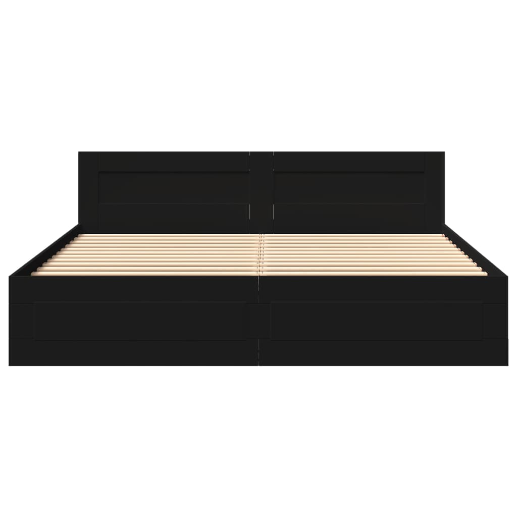 Giroletto con Testiera senza Materasso Nero 200x200 cm