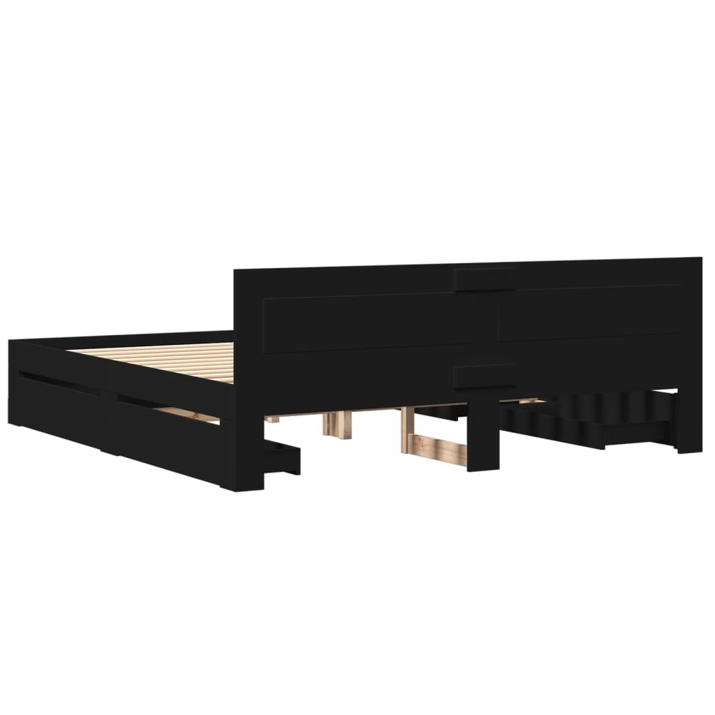 Giroletto con Testiera senza Materasso Nero 200x200 cm