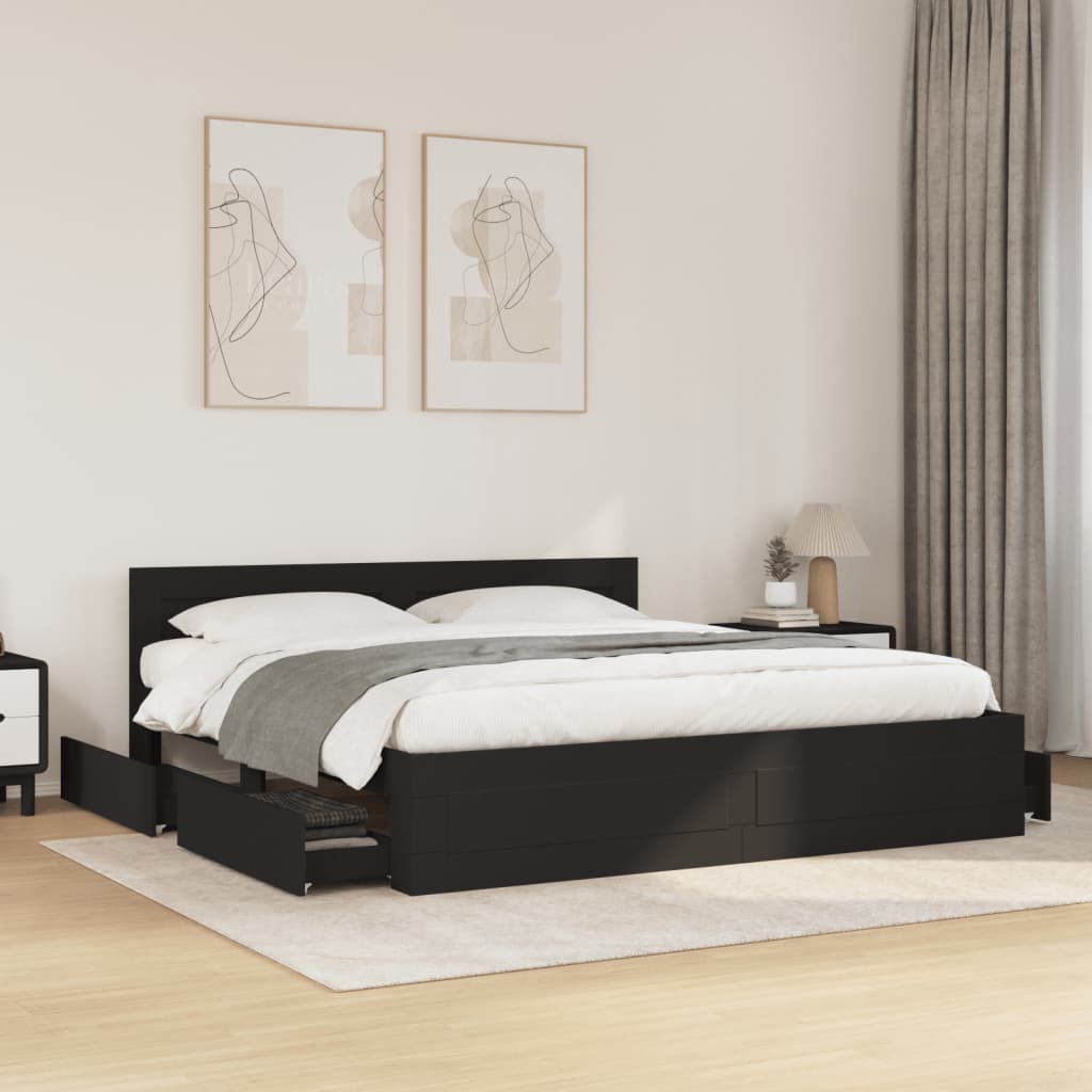 Giroletto con Testiera senza Materasso Nero 200x200 cm