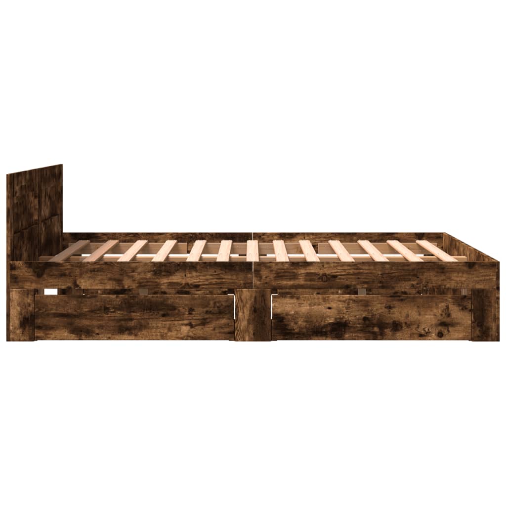 Giroletto con Testiera Rovere Fumo 160x200 cm Legno Multistrato