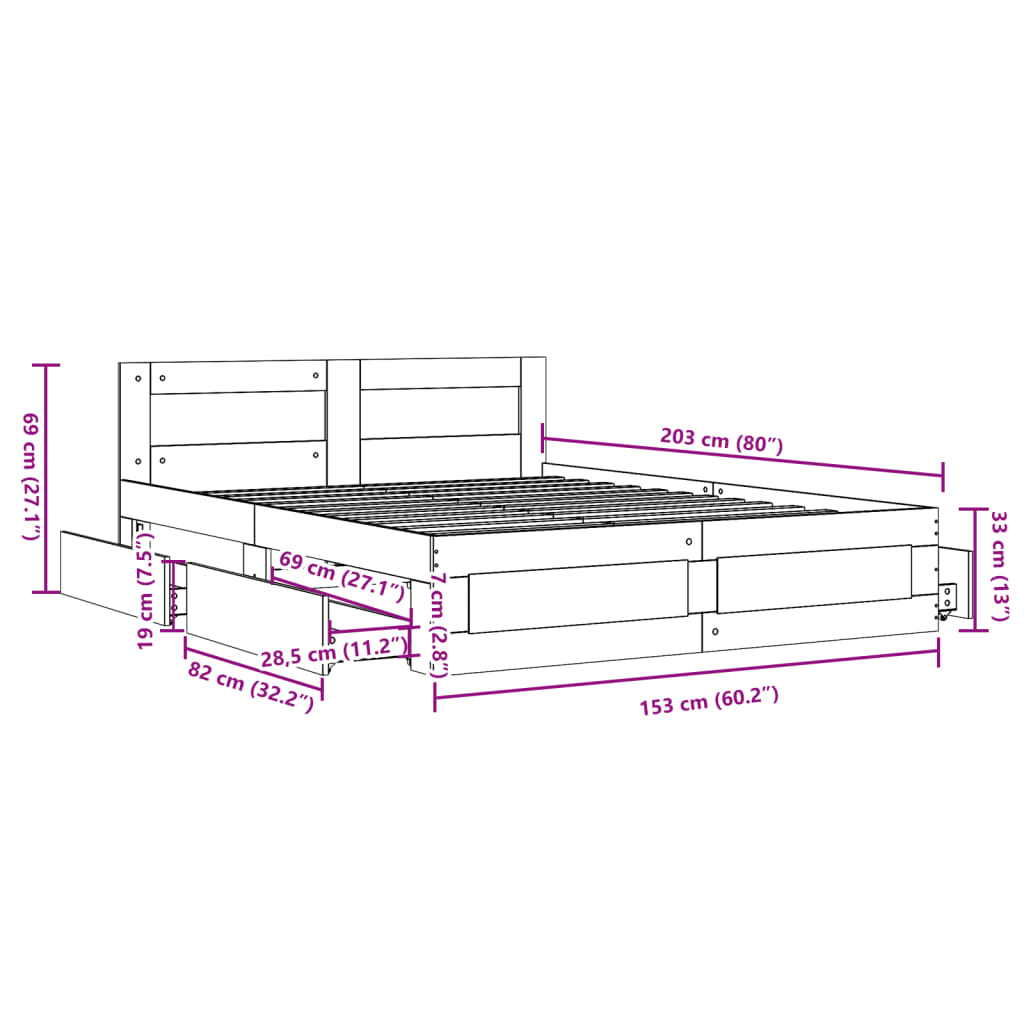 Giroletto Testiera Grigio Cemento 150x200 cm Legno Multistrato | homemem39