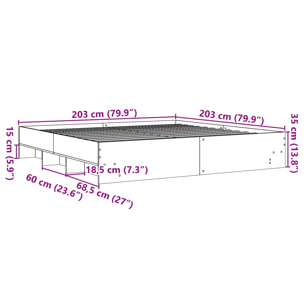 Giroletto Grigio Sonoma 200x200 cm in Legno Multistrato