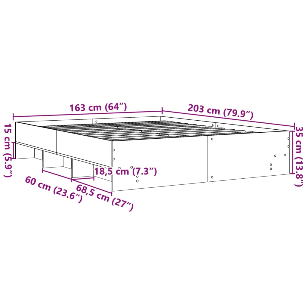Giroletto senza Materasso Rovere Sonoma 160x200cm in Truciolato | homemem39