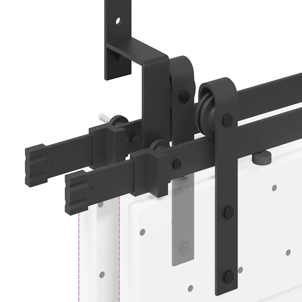 Kit di Binari per Porte Scorrevoli 152,5 cm Acciaio Nero | homemem39