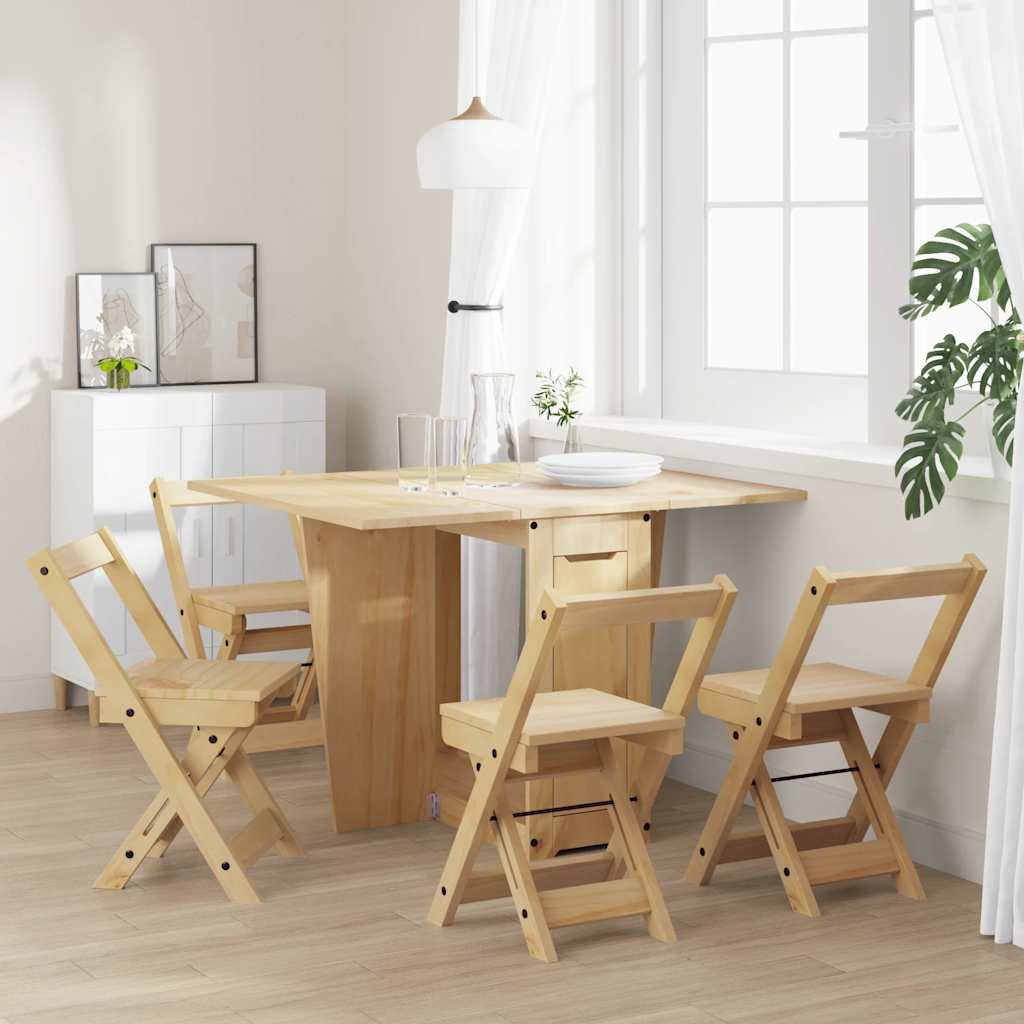 Set da Pranzo 5 pz Corona Pieghevole Marrone Cera in Pino - homemem39