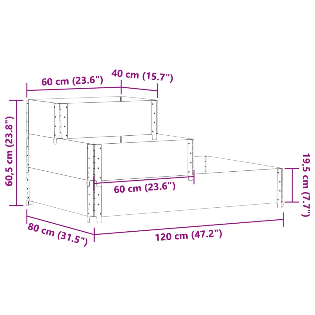 Fioriera Rialzata a 3 Livelli Marrone 120x80 cm Legno di Pino | homemem39