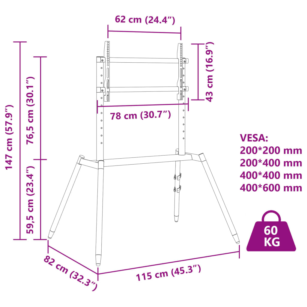 Piedistallo TV per Schermo 37" - 86" Max VESA 400x600 mm 60 kg - homemem39