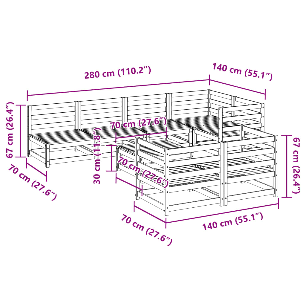 Set Divani da Giardino 8 pz in Legno Massello di Pino | homemem39
