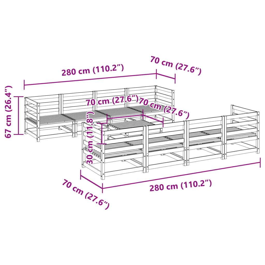 Set Divani da Giardino 9 pz in Legno Impregnato di Pino | homemem39