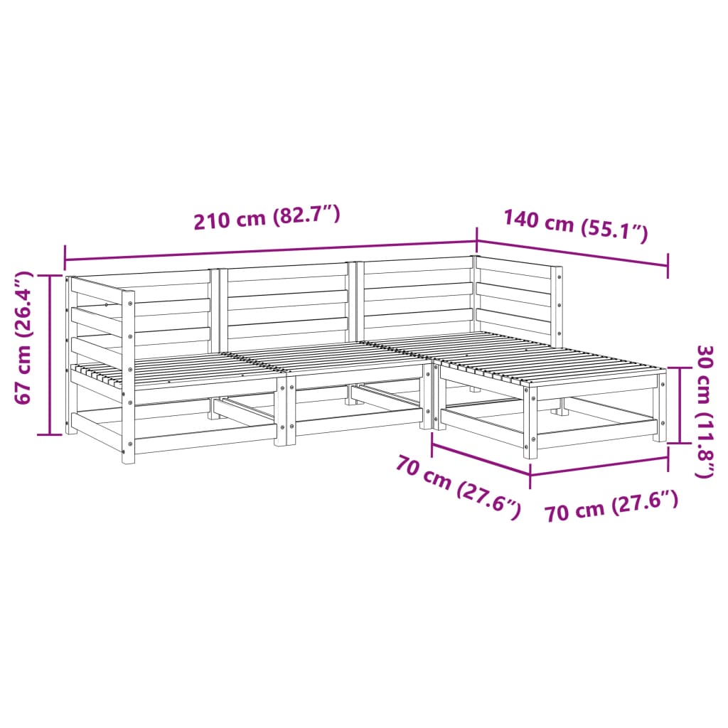 Set Divani da Giardino 4 pz in Legno Massello di Pino | homemem39