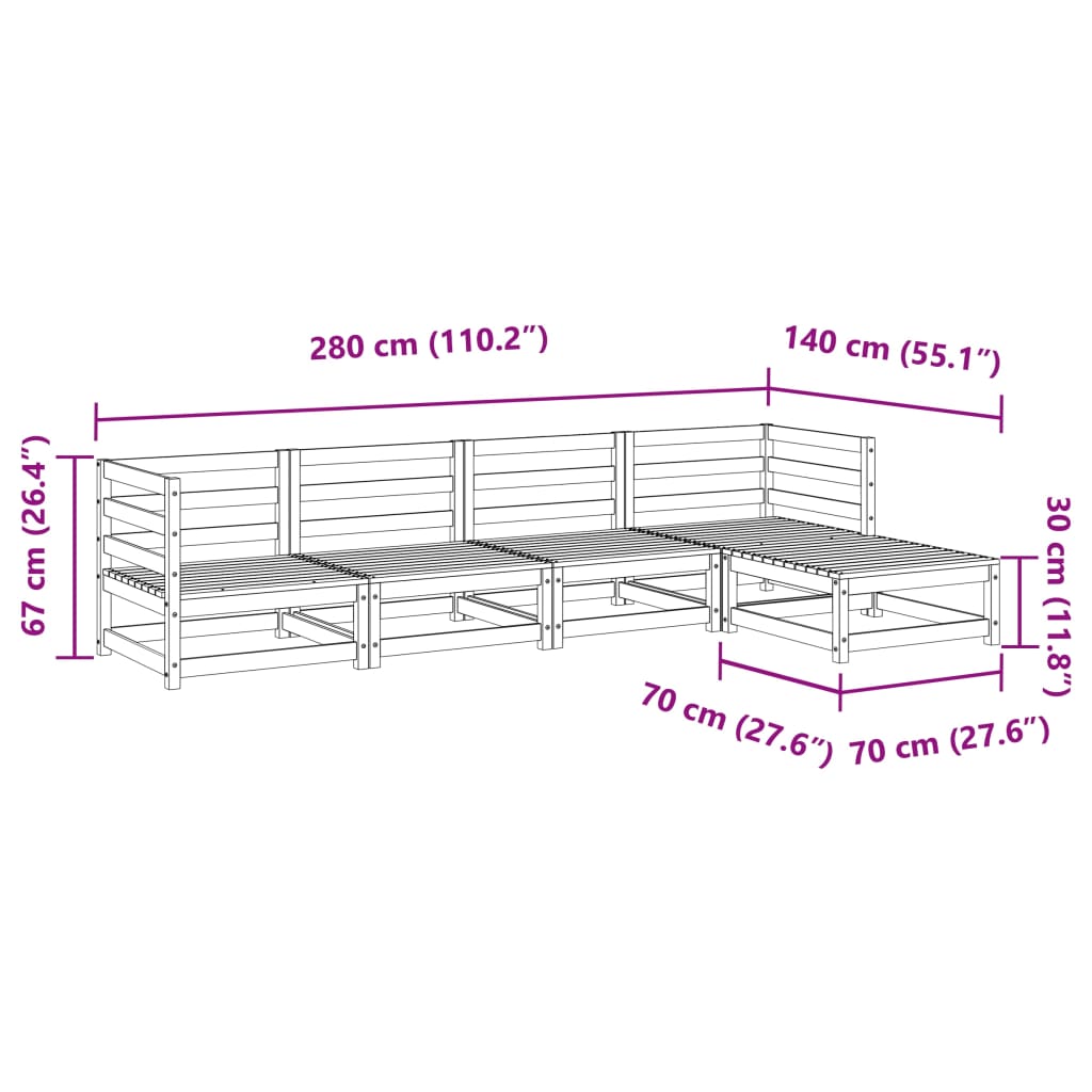 Set Divani da Giardino 5 pz in Legno Massello Abete Douglas | homemem39