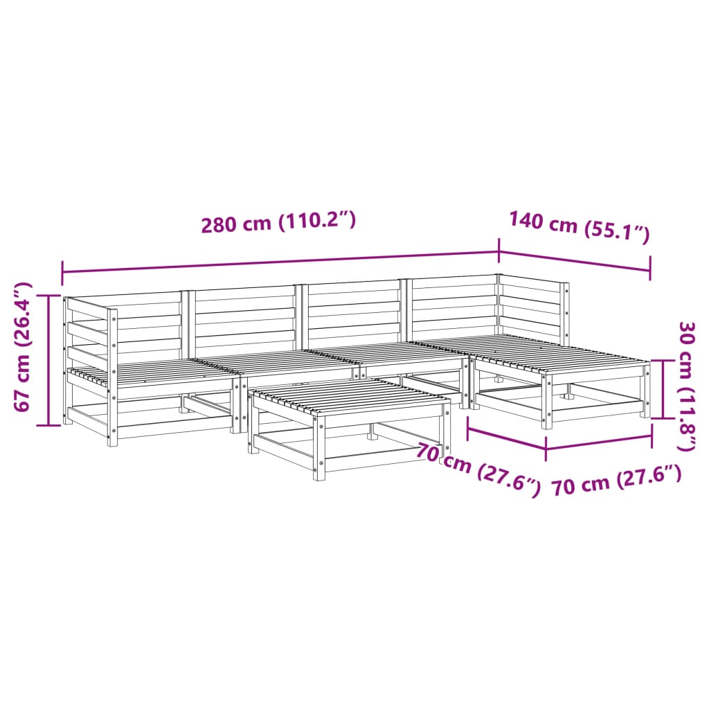 Set Divani da Giardino 6 pz in Legno Impregnato di Pino | homemem39
