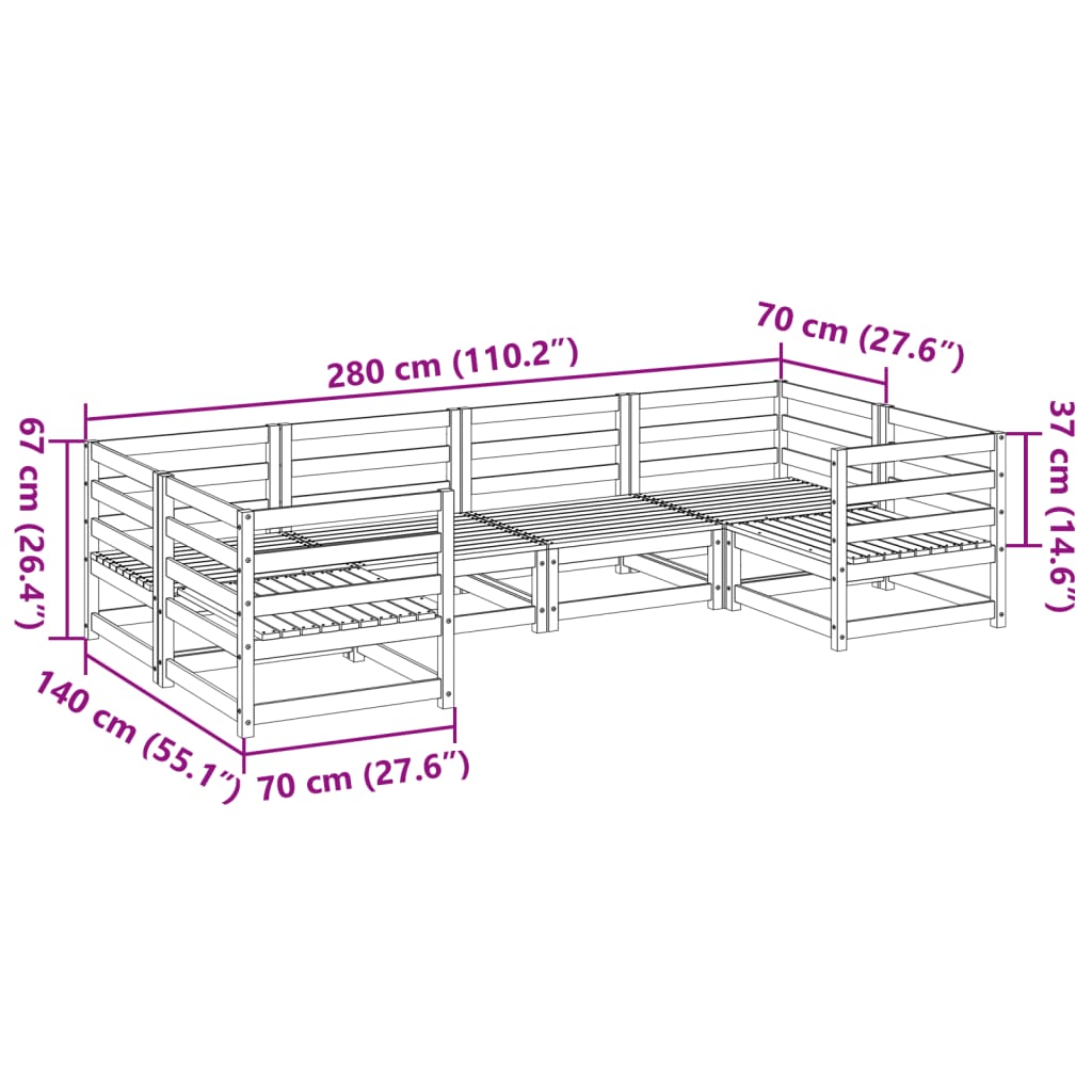 Set Divani da Giardino 6 pz in Legno Massello Abete Douglas | homemem39