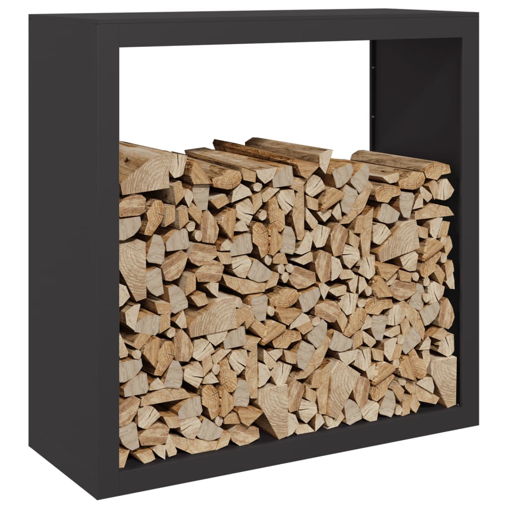 Rastrelliera per Legna da Ardere Nera 100x40x100 cm in Acciaio - homemem39