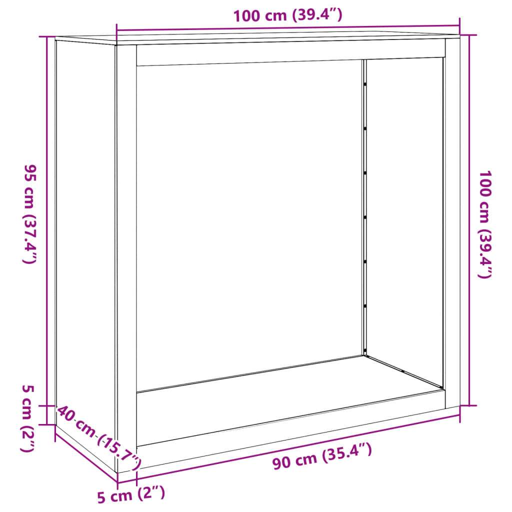 Rastrelliera per Legna da Ardere Nera 100x40x100 cm in Acciaio - homemem39