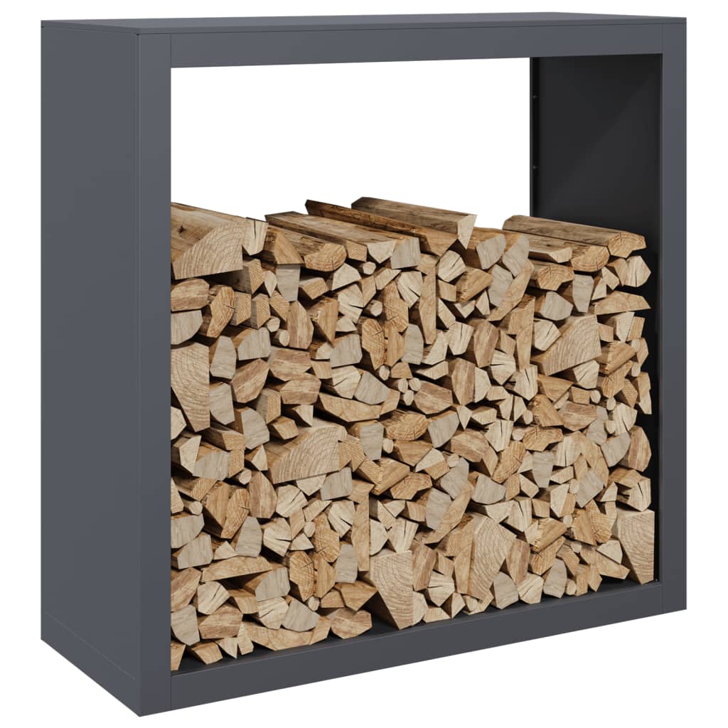 Rastrelliera per Legna da Ardere Antracite 100x40x100cm Acciaio - homemem39