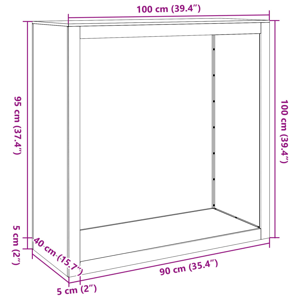 Rastrelliera per Legna da Ardere Antracite 100x40x100cm Acciaio - homemem39