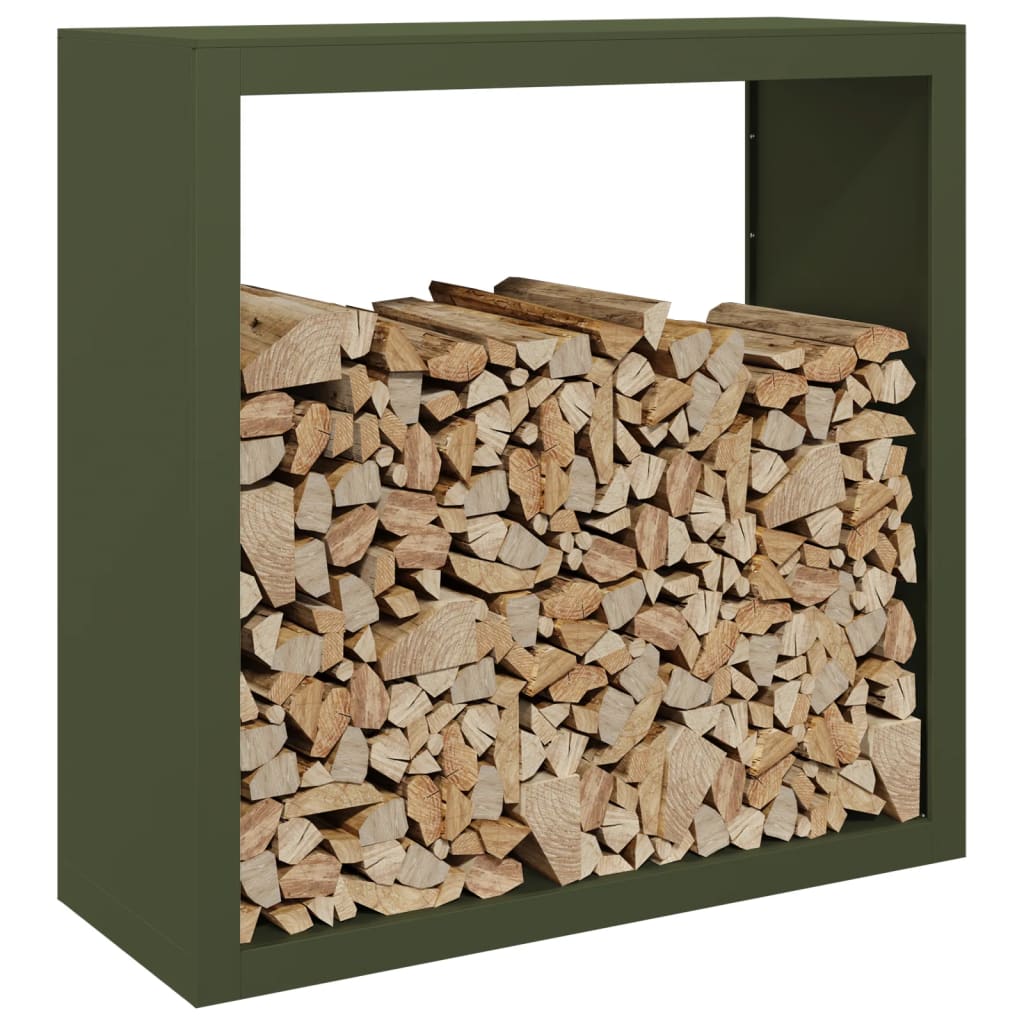Rastrelliera per Legna da Ardere Verde 100x40x100 cm in Acciaio - homemem39