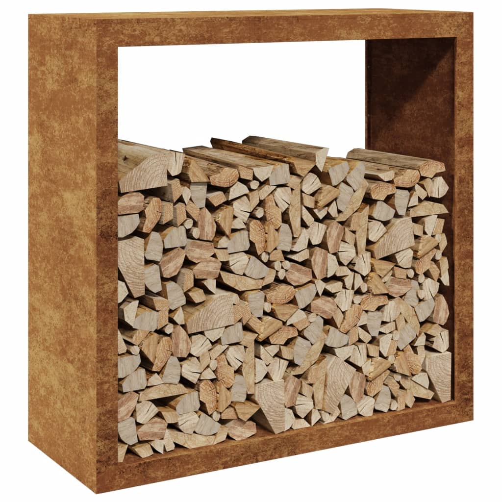 Rack per Legna da Ardere 100x40x100 cm in Acciaio Corten - homemem39