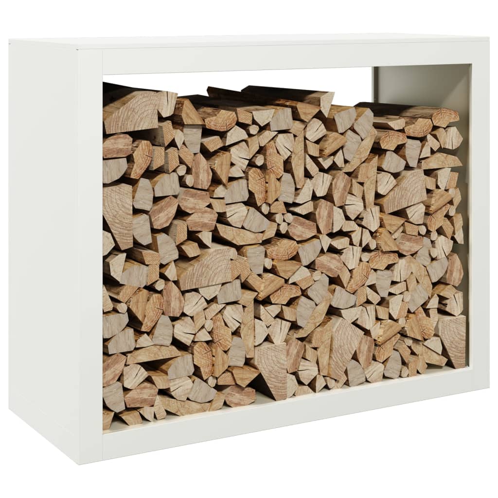 Rastrelliera per Legna da Ardere Bianca 100x40x80 cm in Acciaio - homemem39
