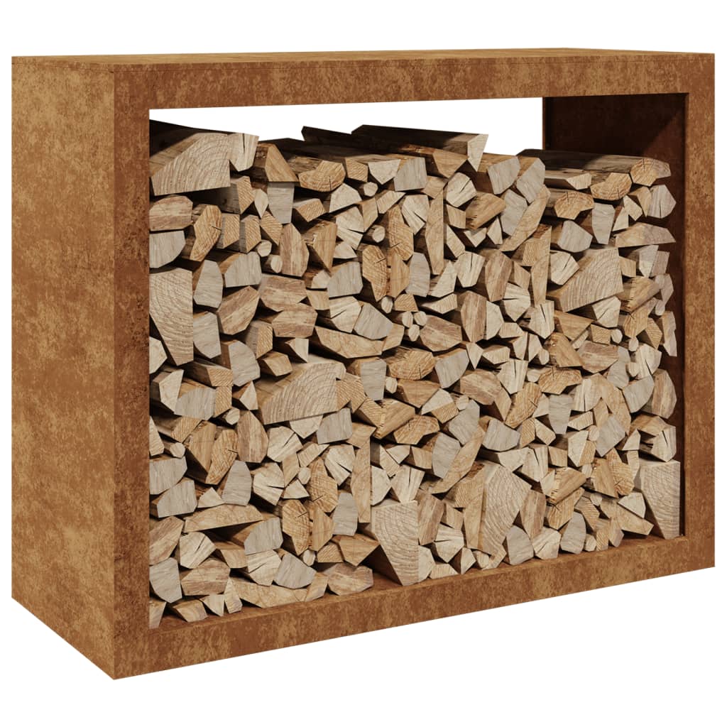 Rack per Legna da Ardere 100x40x80 cm in Acciaio Corten - homemem39
