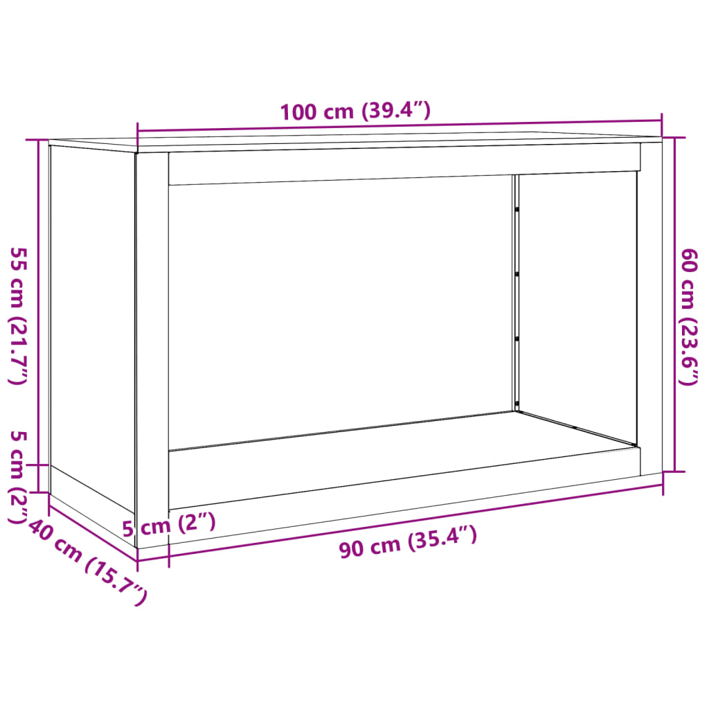 Rastrelliera per Legna da Ardere Antracite 100x40x60 cm Acciaio | homemem39