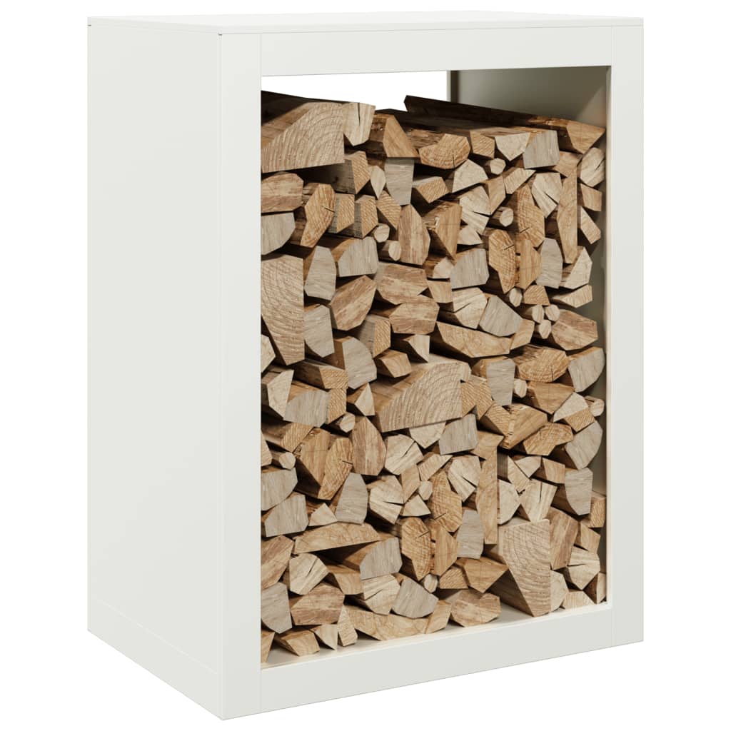 Rastrelliera per Legna da Ardere Bianca 60x40x80 cm in Acciaio - homemem39