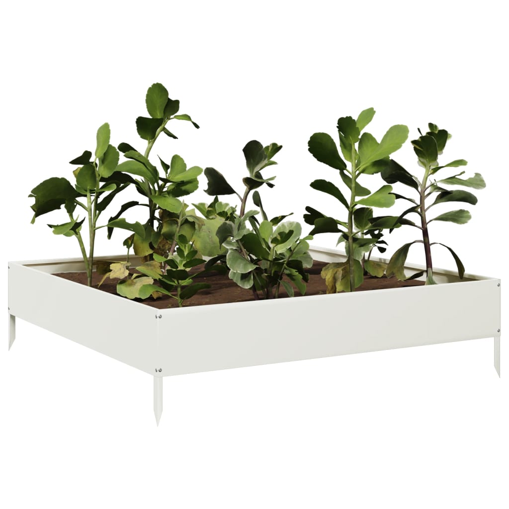 Fioriera Rialzata da Giardino Bianca 100x100x26 cm in Acciaio - homemem39