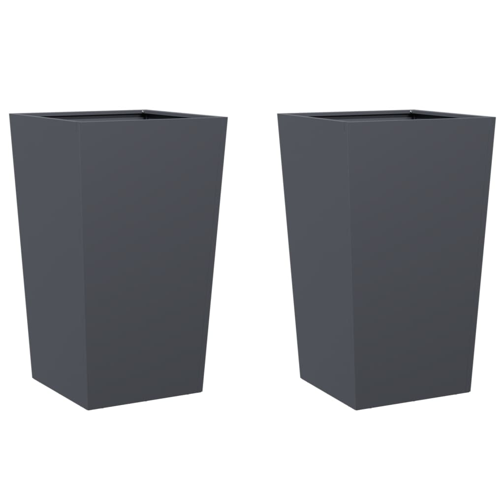 Fioriere da Giardino 2 pz Antracite 45x45x75 cm in Acciaio - homemem39