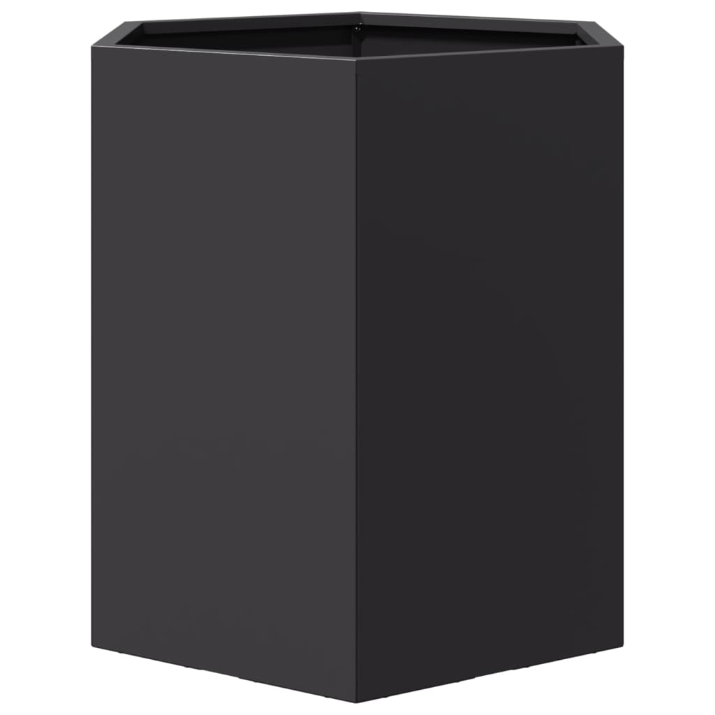 Fioriere da Giardino 2 pz Esagono Nero 46x40x45 cm Acciaio