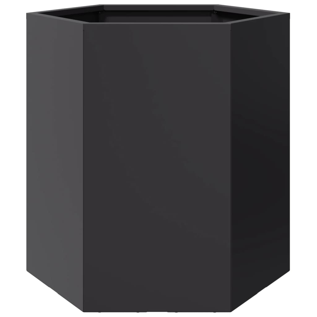 Fioriere da Giardino 2 pz Esagono Nero 46x40x45 cm Acciaio