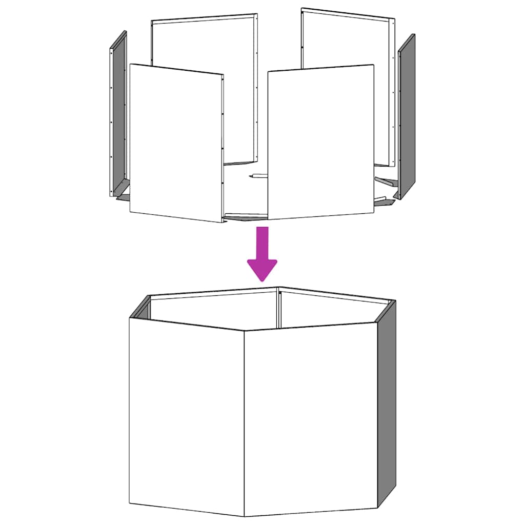 Fioriere da Giardino 2 pz Esagono Bianco 46x40x45 cm Acciaio | homemem39