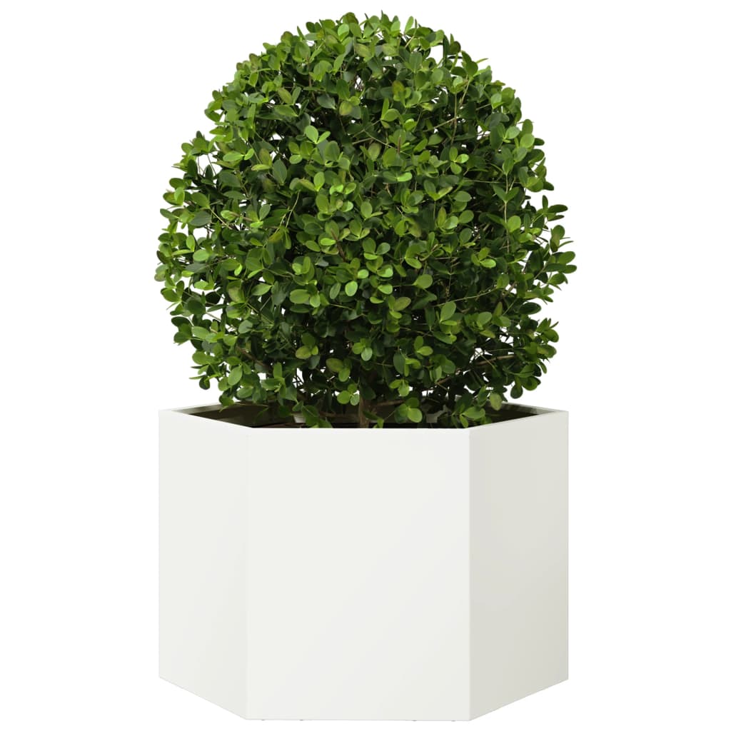 Fioriera da Giardino Bianca Esagono 69x60x45 cm in Acciaio