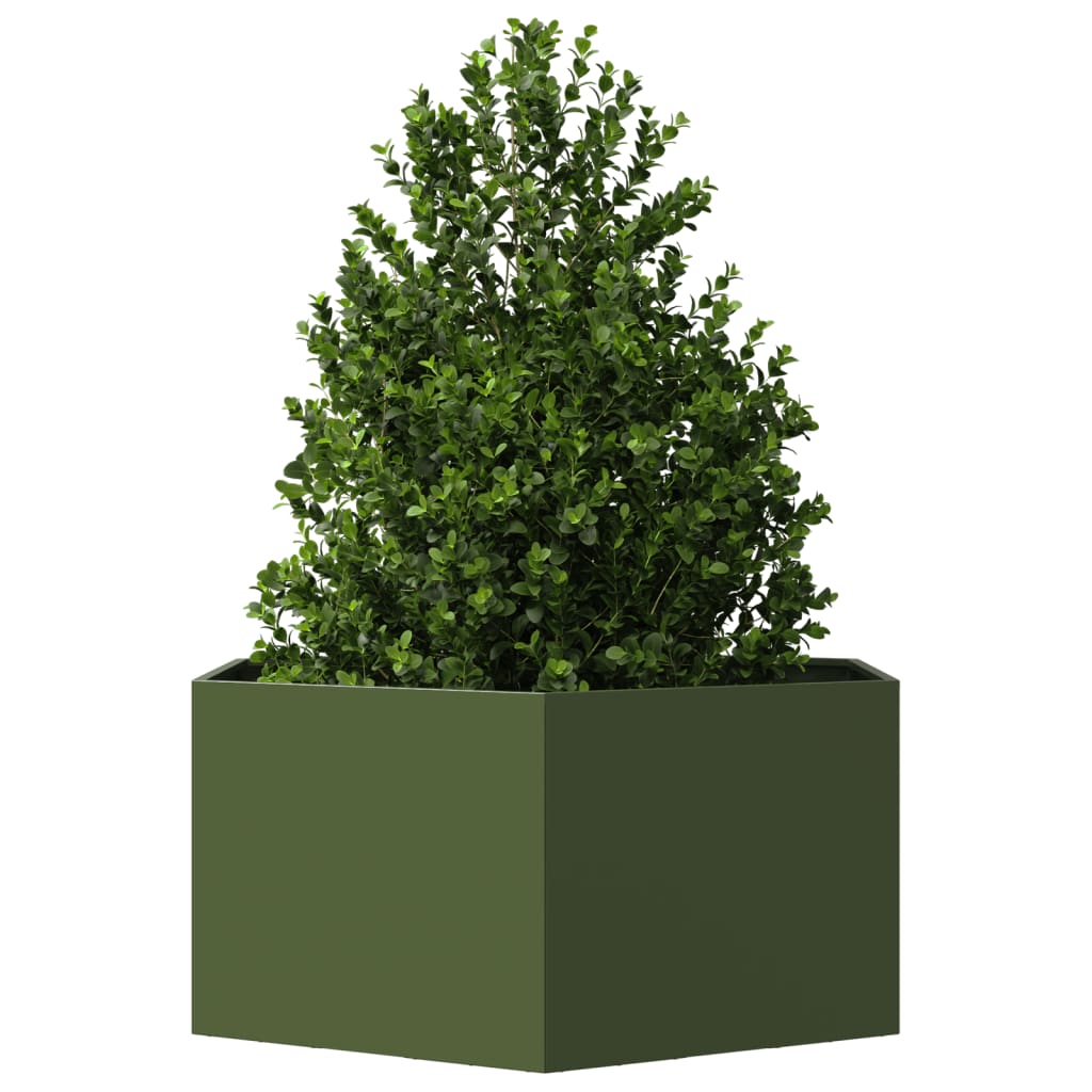 Fioriera da Giardino Verde Oliva Esagono 104x90x45 cm Acciaio - homemem39