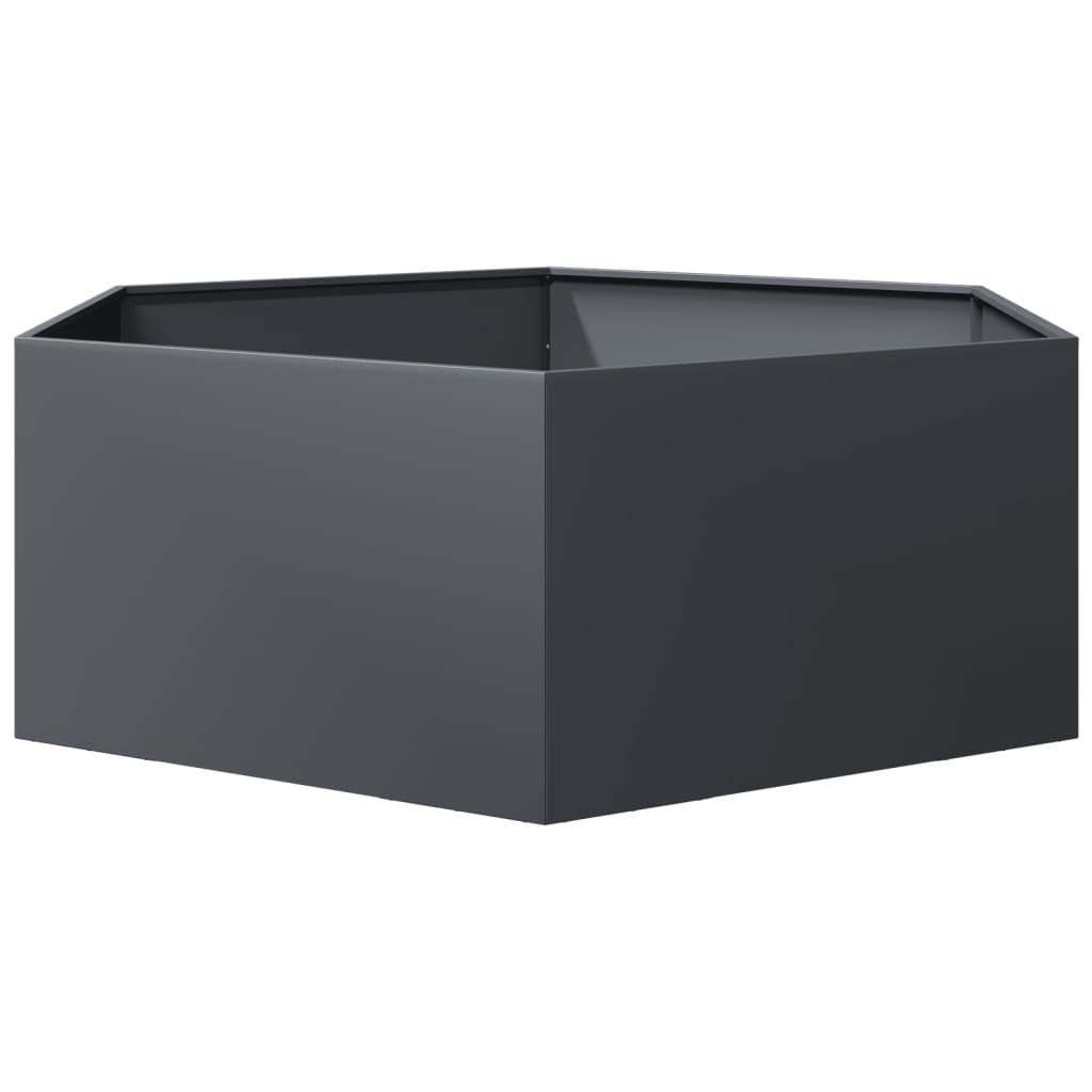 Fioriera da Giardino Antracite Esagono 138x120x45 cm in Acciaio